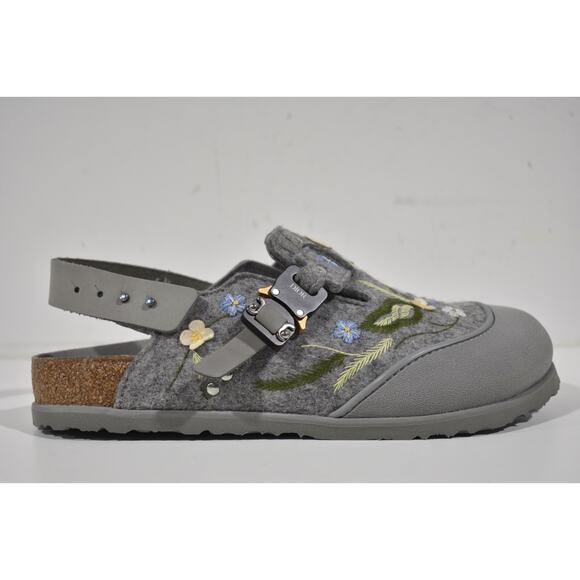 Dior Birkenstock Tokio Mule Grey Floral Slingback Nubuck Suede Flat Sandal 44 11 - Picture 2 of 12
